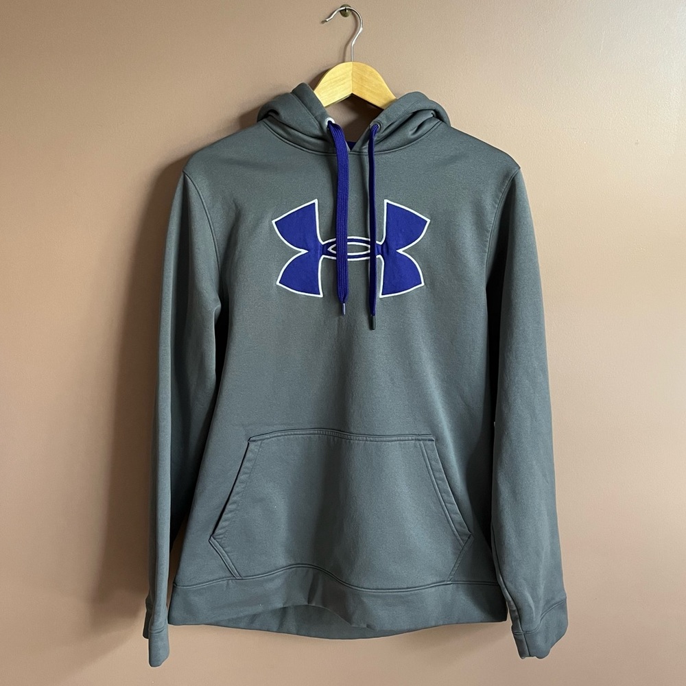 Gray & Purple Under Armour Fleece Big Logo Hoodie